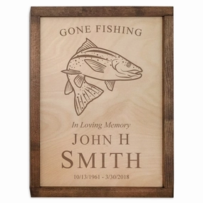 Fish Urn Wall Mounted Wood Cremation Urn Plaque