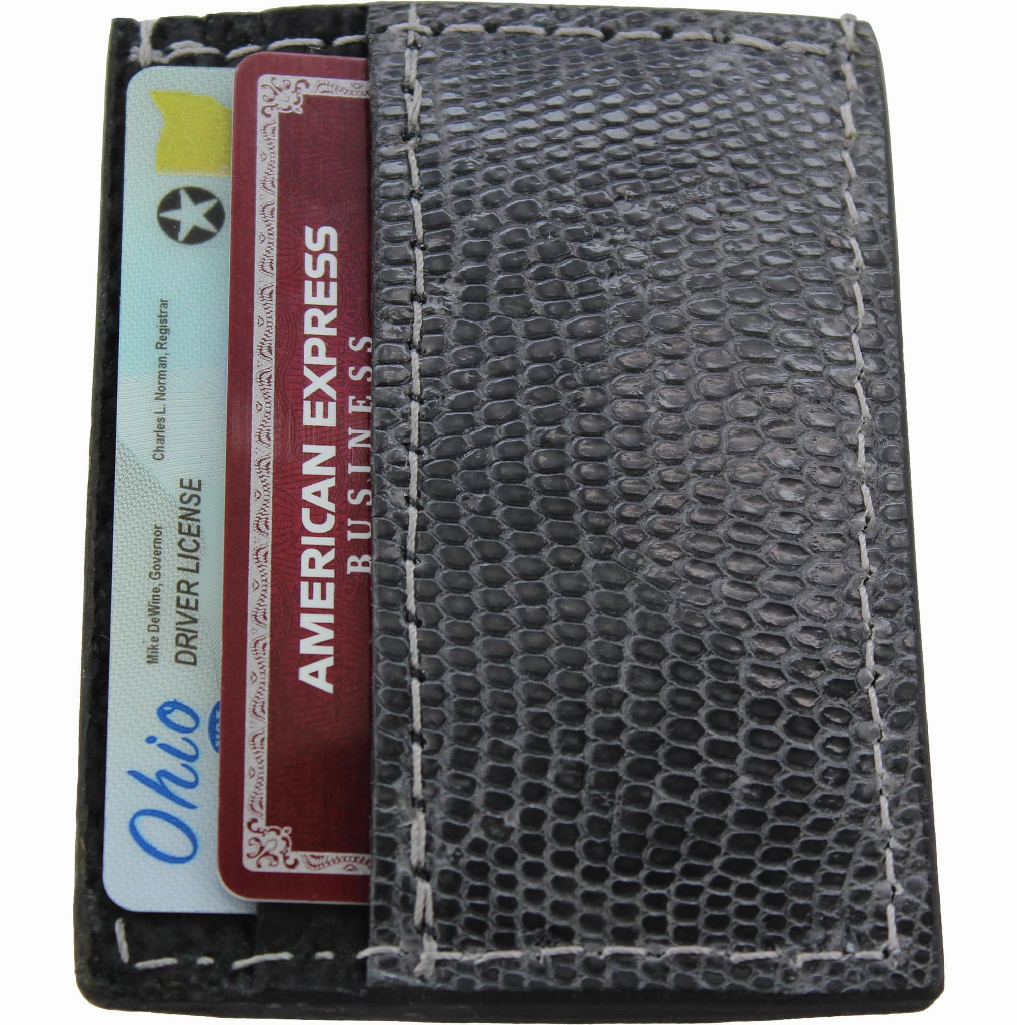 Gray Lizard Money Clip Wallet With Credit Card Slots