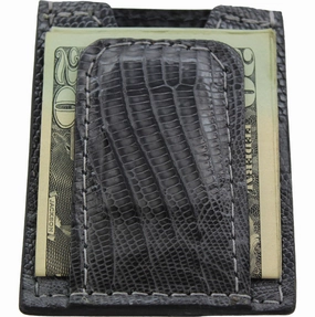 Gray Lizard Money Clip Wallet With Credit Card Slots