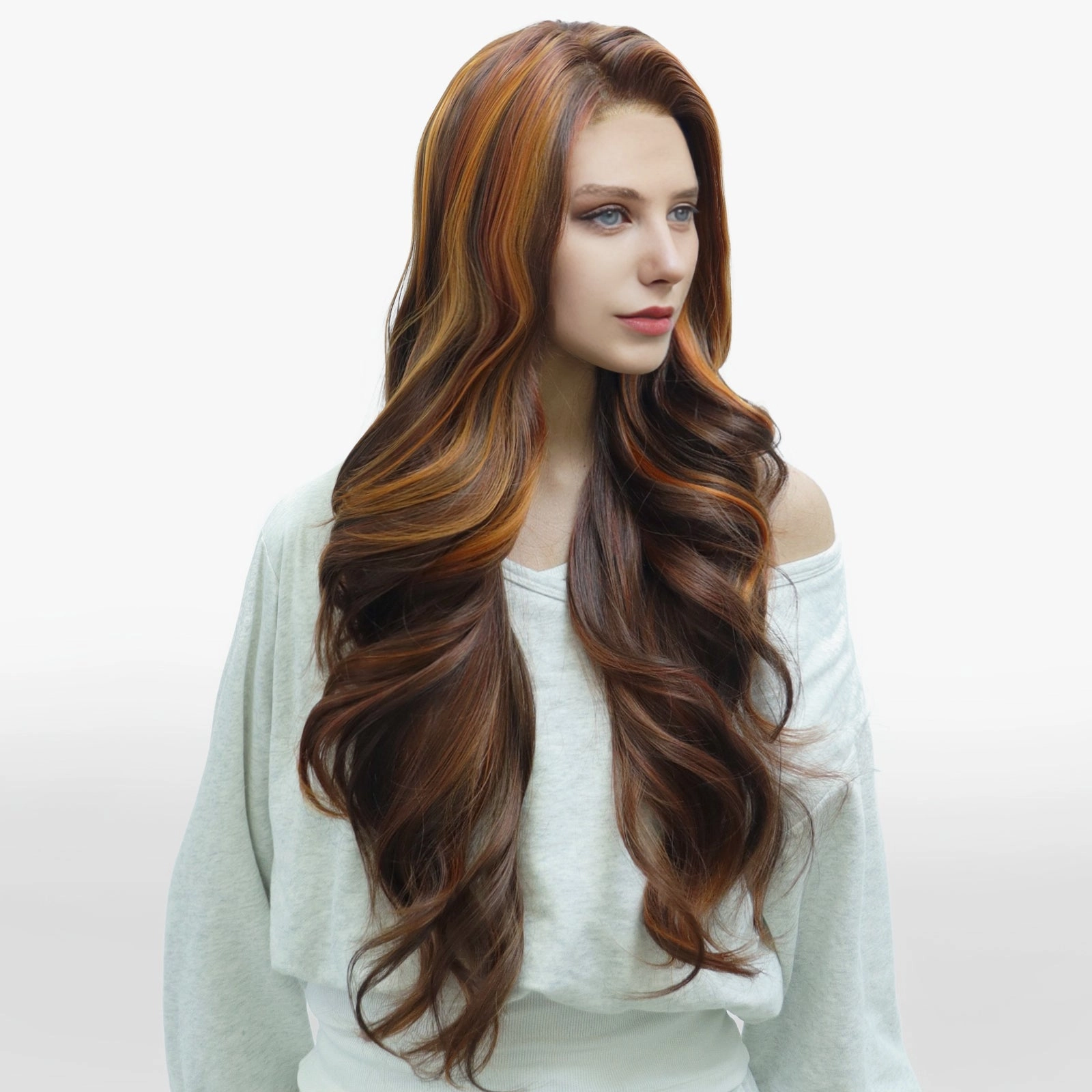 IMstyle Claudia 28inches Copper Red Hair Layer Cut 13*4 Lace Front wigs free Parting-F100-1T2436