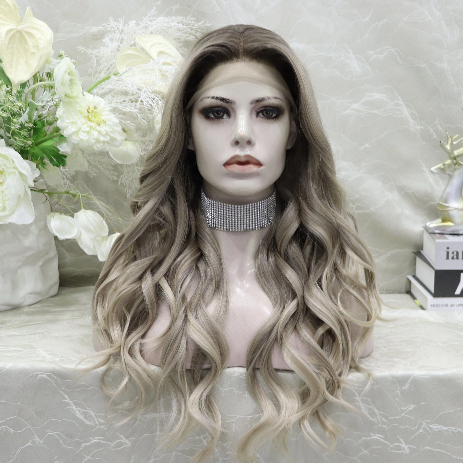IMstyle Shastina New big Lace Free parting ashy Blonde with Soft rooting 13*4