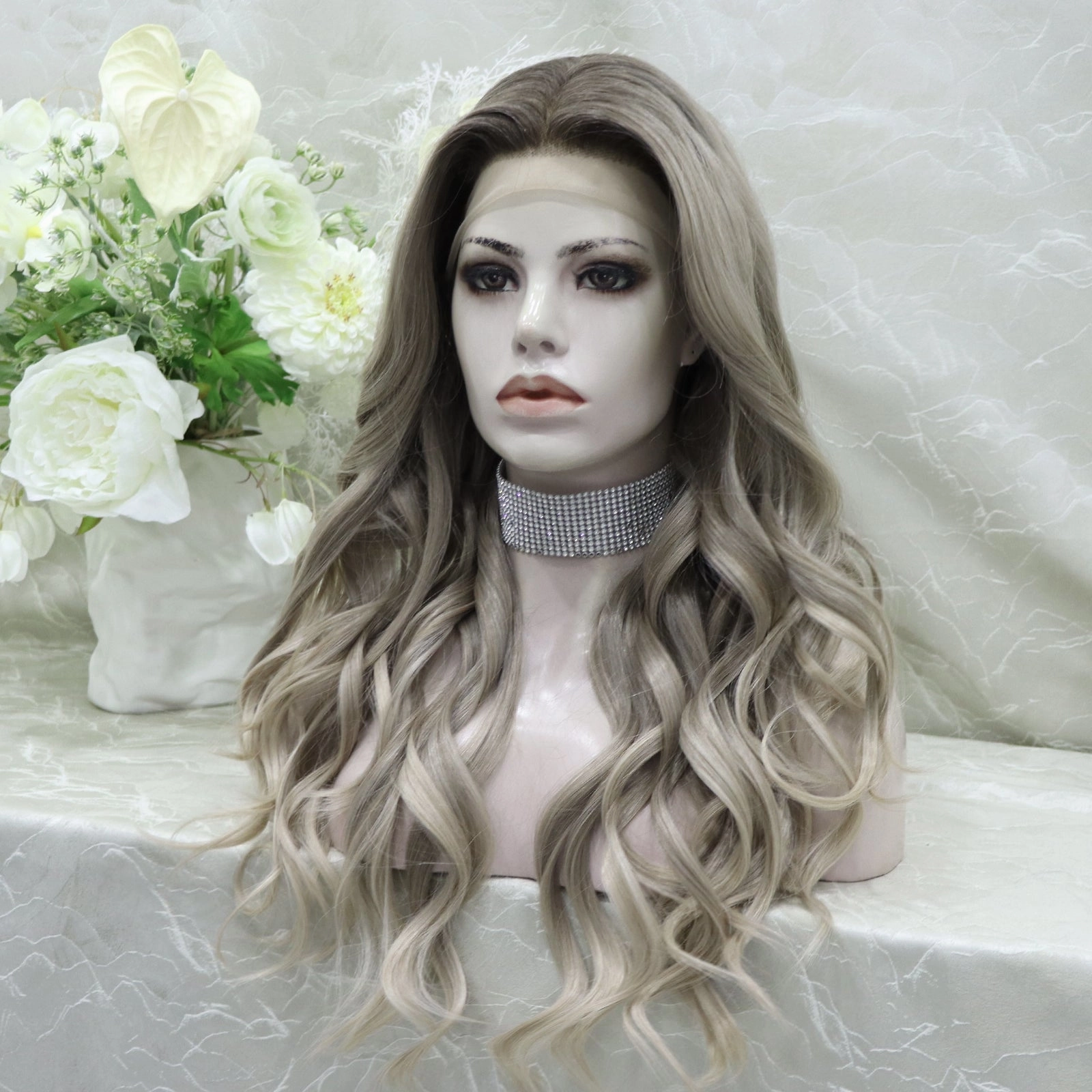 IMstyle Shastina New big Lace Free parting ashy Blonde with Soft rooting 13*4