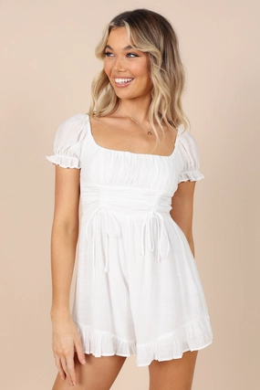 Jucee Frill Romper - White