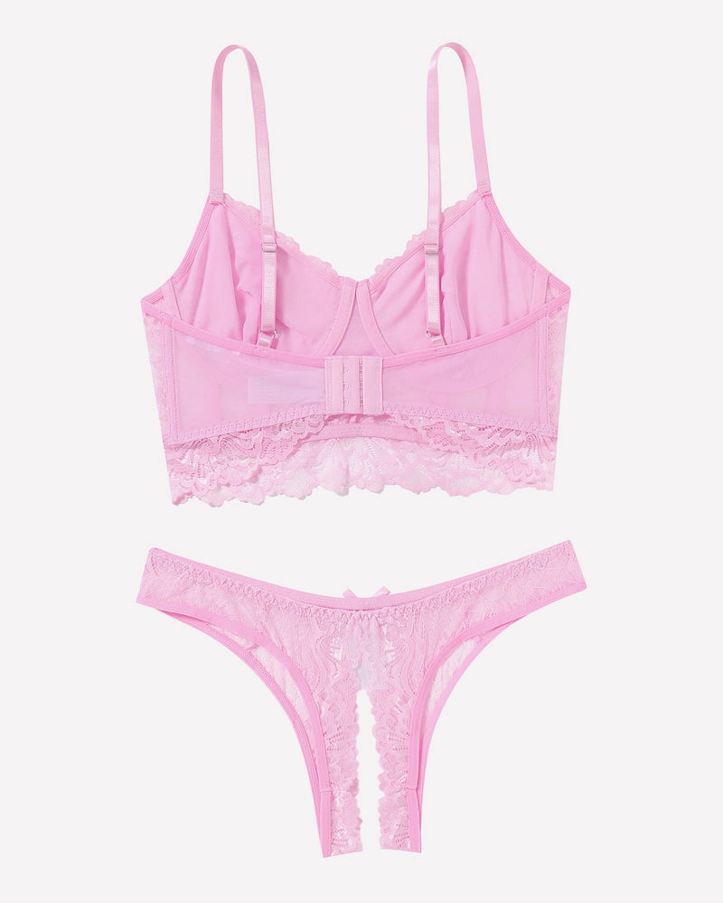 Lace Bra and Crotchless Panty Sets