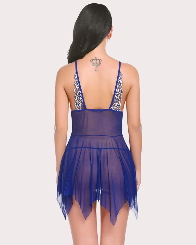 Lace Front Closure V Neck Babydoll