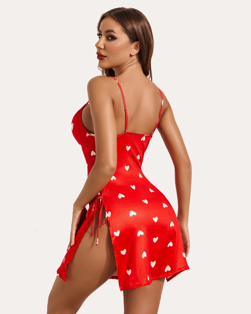 Lace Side Slit Chemise with Thong