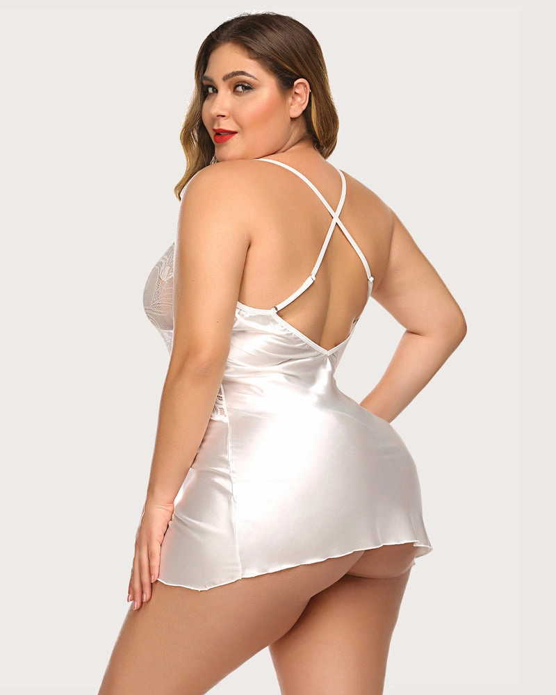 Lace V Neck Satin Nightwear