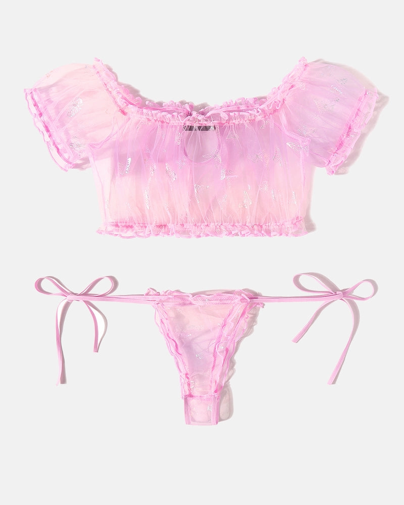 Leopard Ruffle Bra and Panty Set