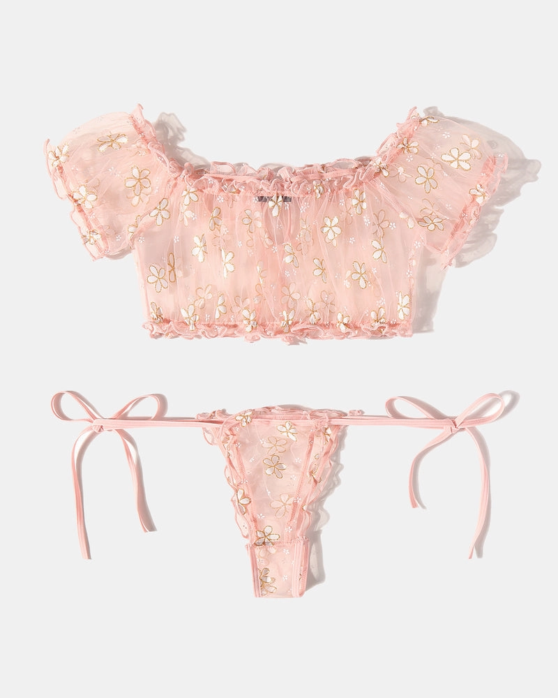 Leopard Ruffle Bra and Panty Set