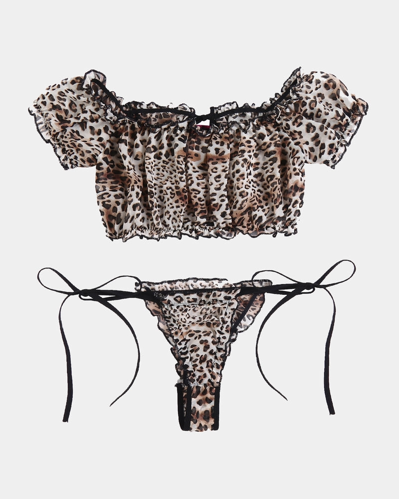 Leopard Ruffle Bra and Panty Set
