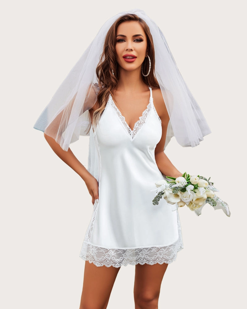 Leopard Satin Lace Full Slips Sleepwear