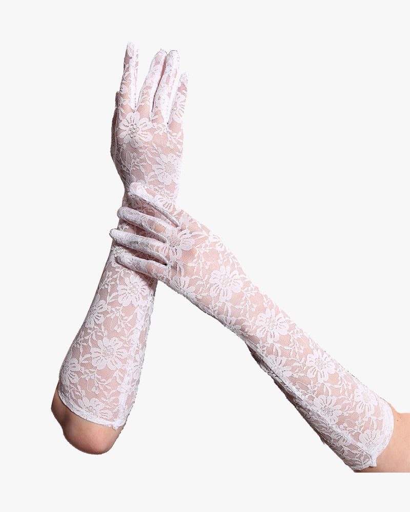 Long Lace Flowers Dressing Gloves