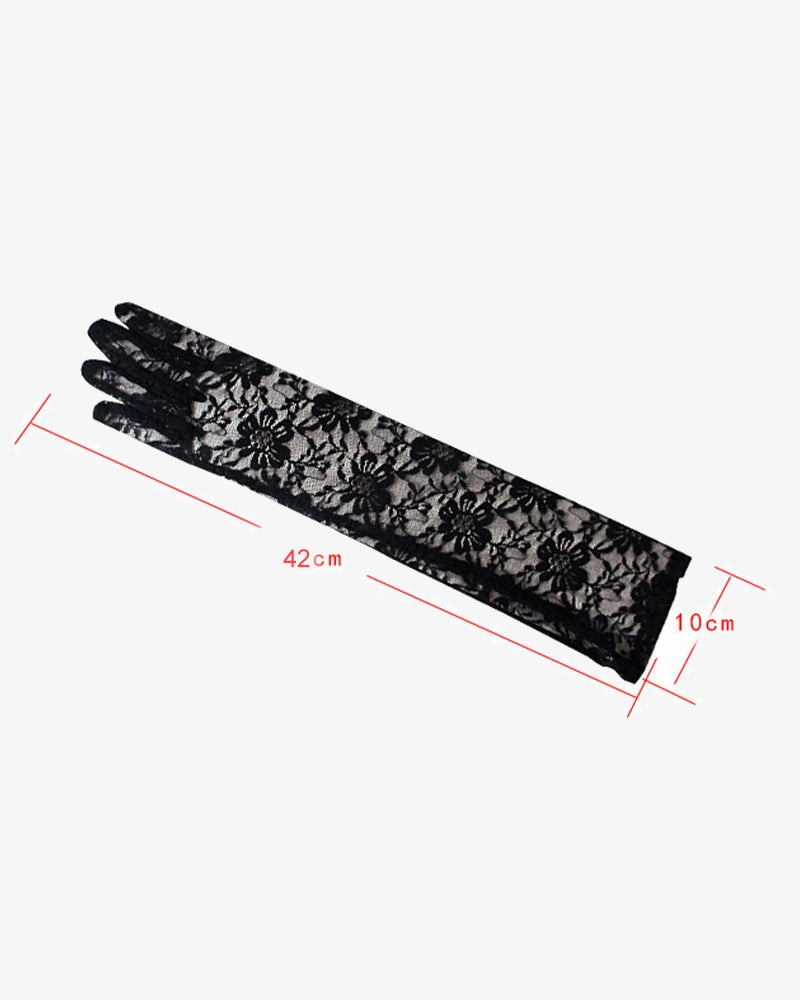 Long Lace Flowers Dressing Gloves