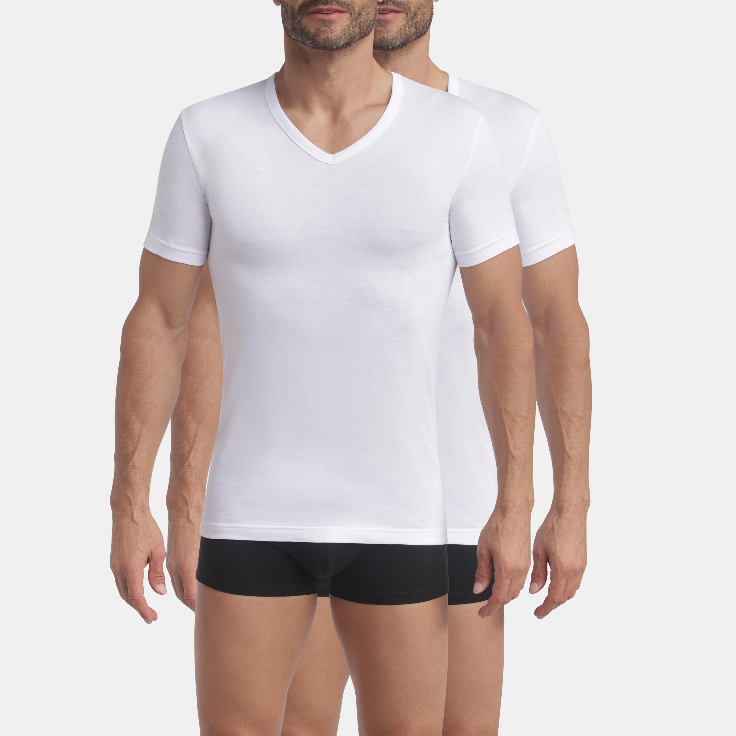 Lot de 2 t-shirts homme en coton blanc à col en V EcoDim