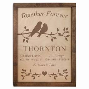 Lovebirds Wall Mounted Wood Companion Urn Plaque