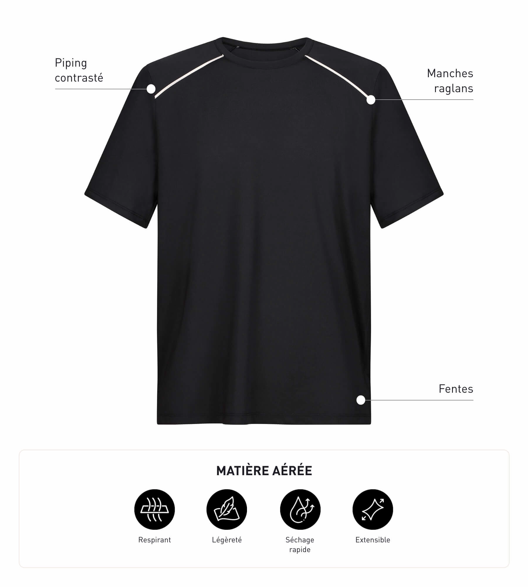 Men's breathable sports T-shirt Black Dim Move