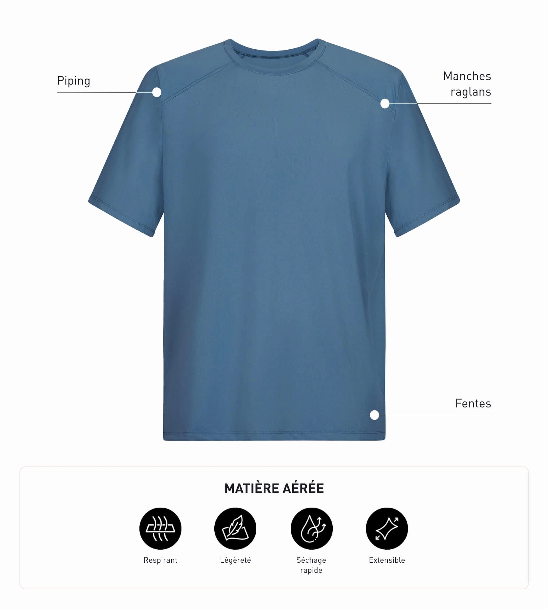 Men's breathable sports T-shirt Blue Jean Dim Move