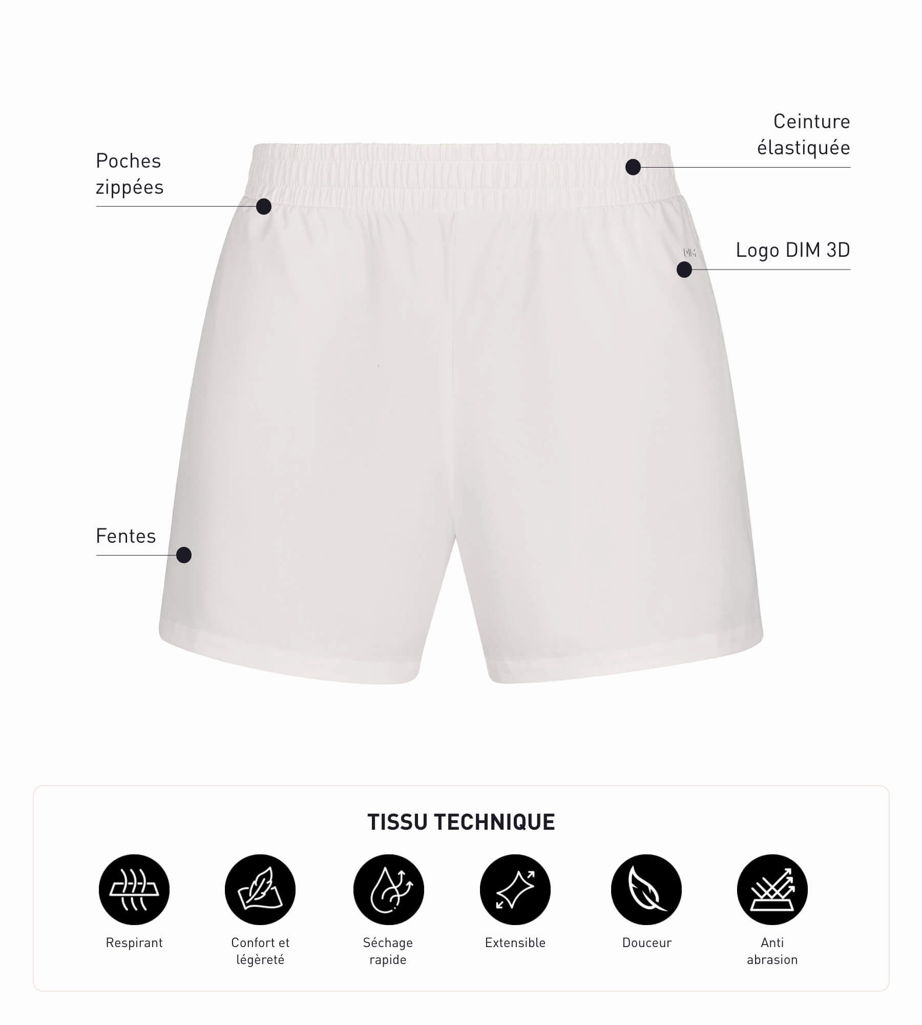Men's sport shorts in breathable fabric Ecru Dim Move