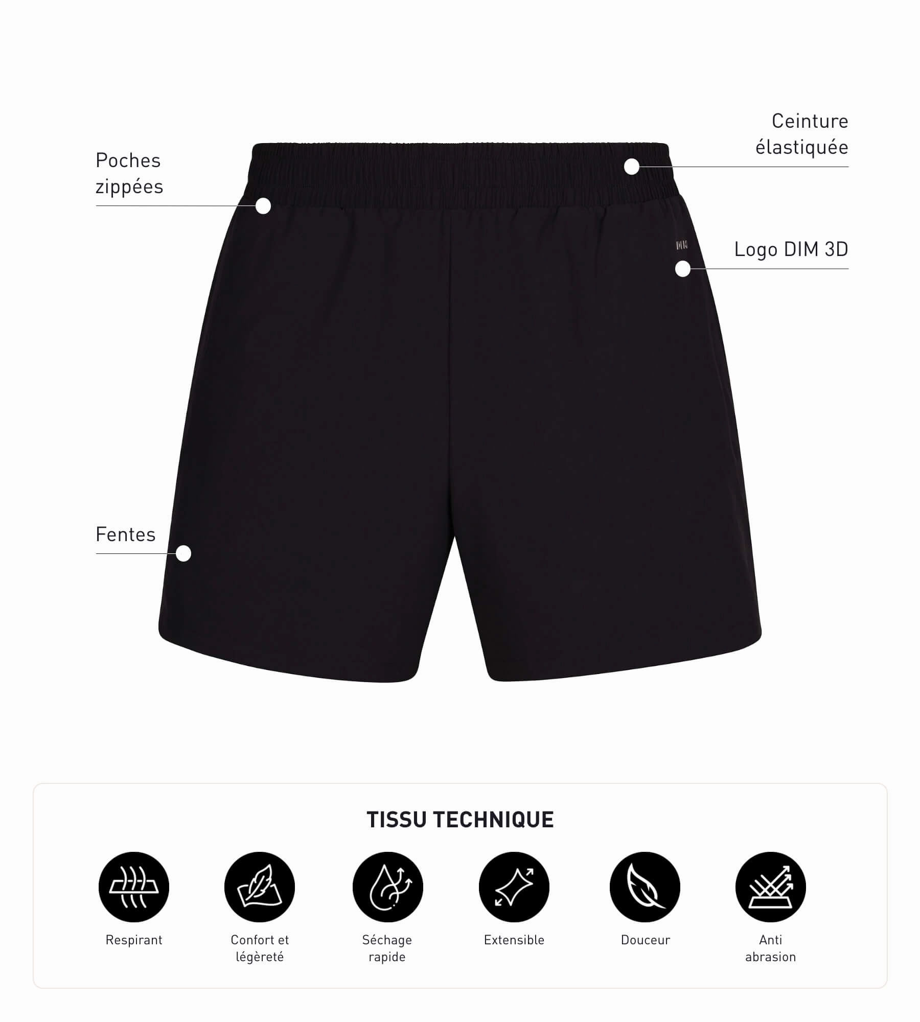 Men's sports shorts in breathable material Black Dim Move