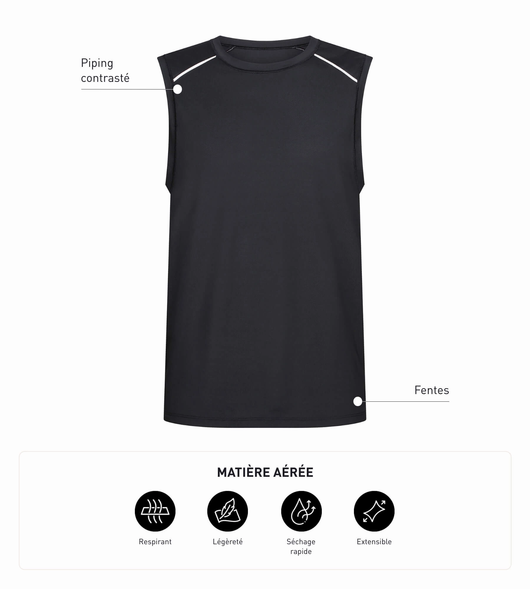 Men's sports tank top in breathable material Black Dim Move