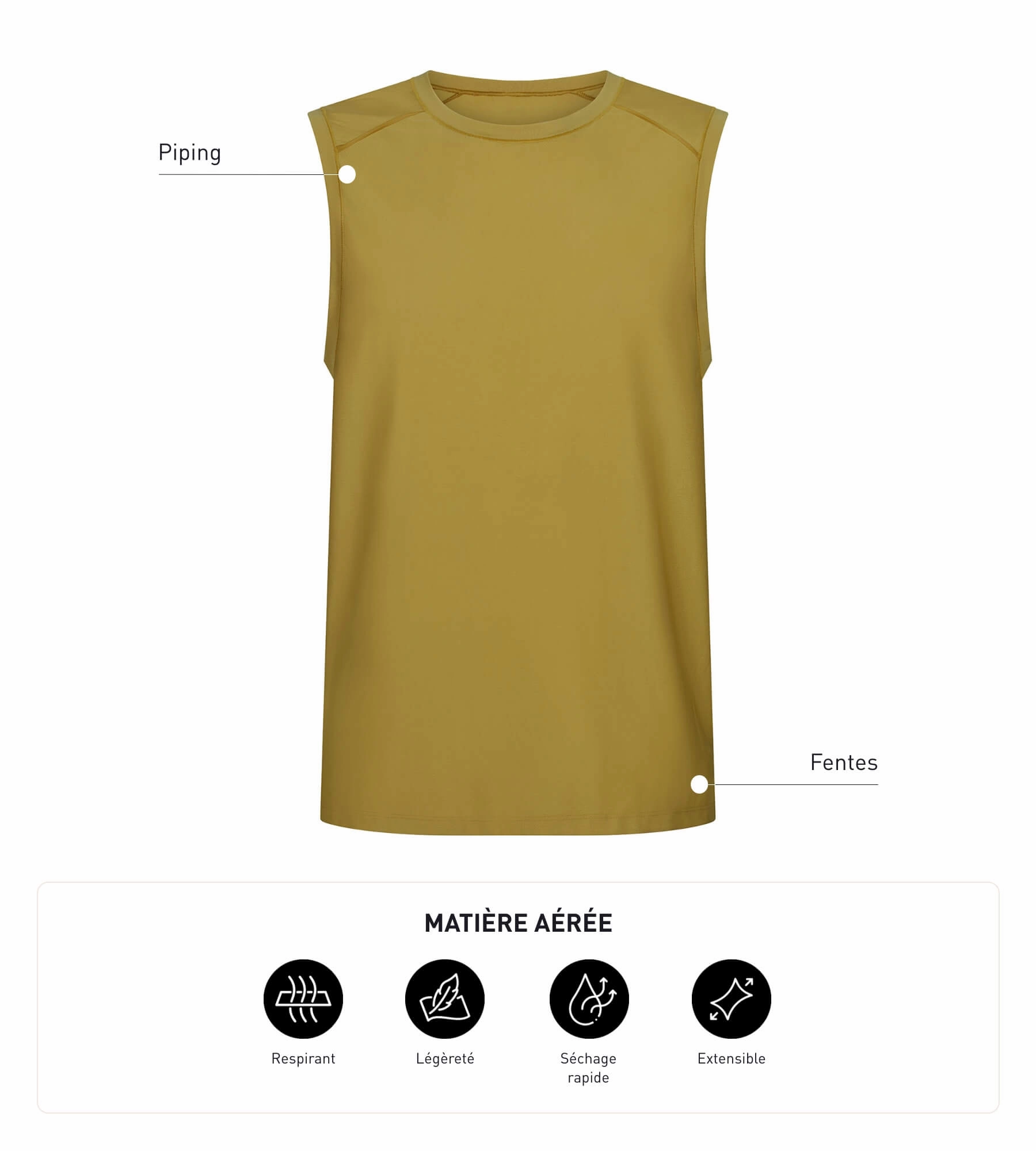 Men's sports tank top in breathable material Olive Dim Move