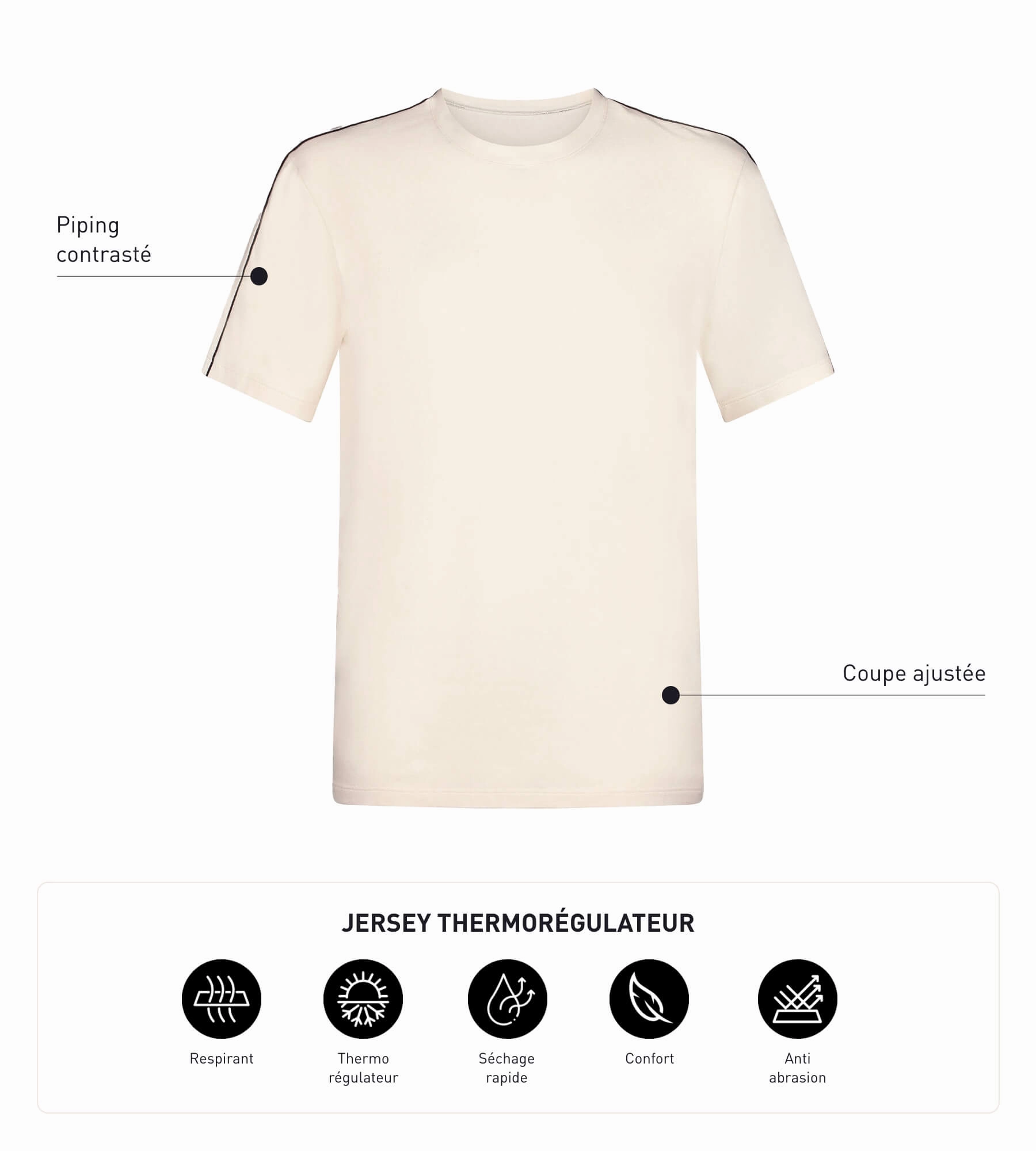 Men's thermoregulating jersey sports T-shirt Ecru Dim Move