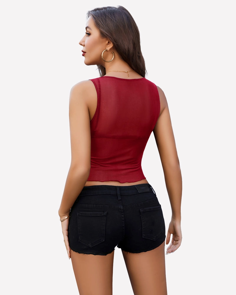 Mesh Tank Top Sheer Tops