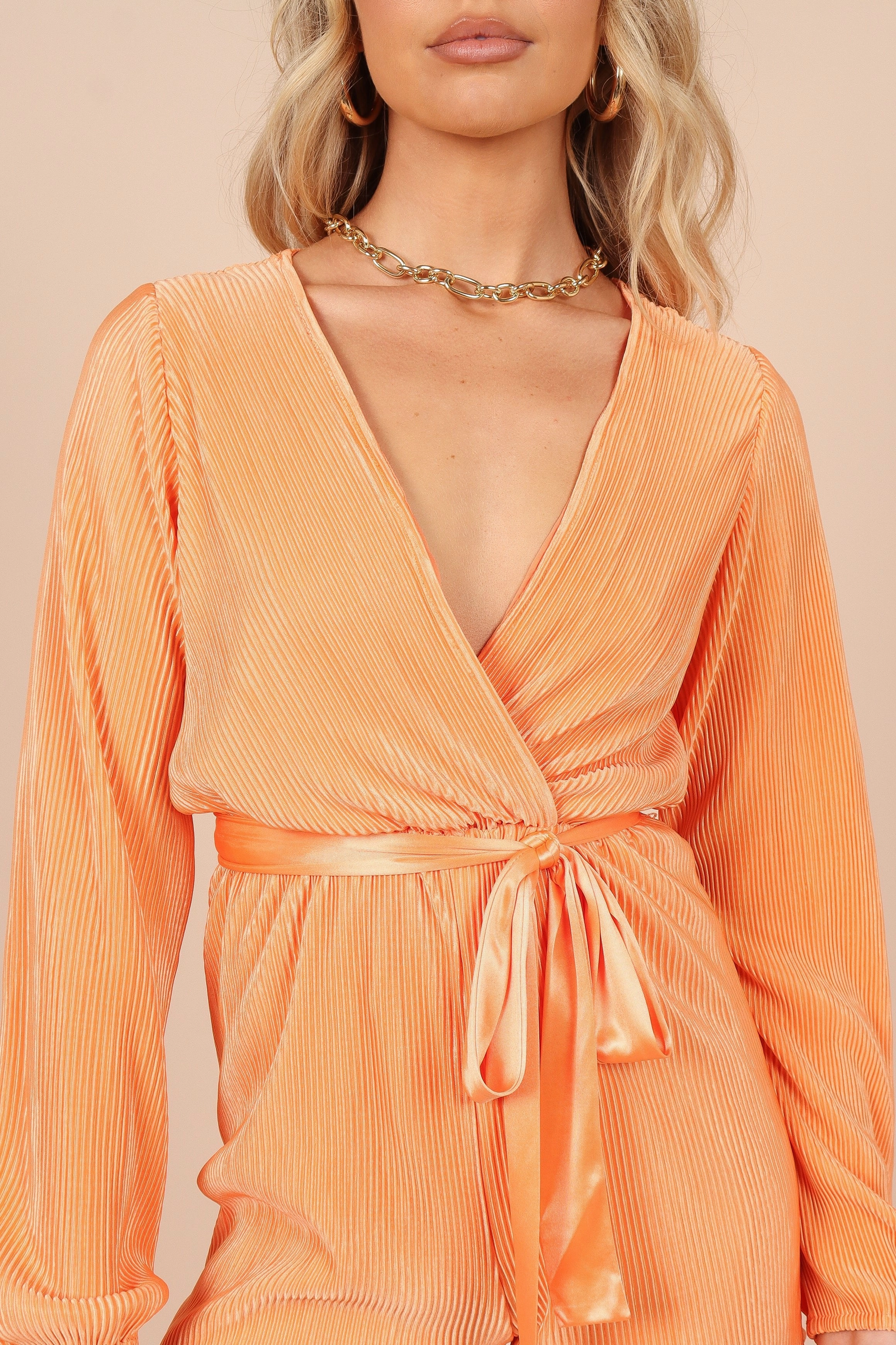 Minelli Pleated Playsuit - Orange