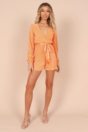 Minelli Pleated Playsuit - Orange