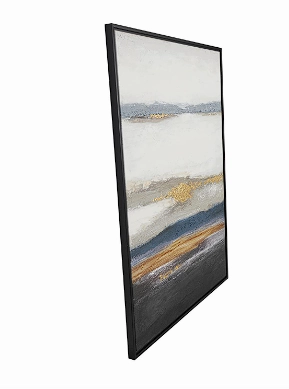 MULTI COLORED CANVAS ABSTRACT FRAMED WALL ART WITH GOLF FOIL ACCENTS, 36" X 1" X 47"