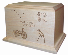 Photo or Art Drawing Engraved Maple Urn