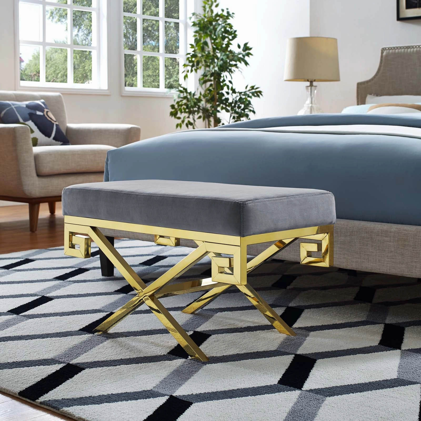 Rove Velvet Performance Velvet Bench by Modway
