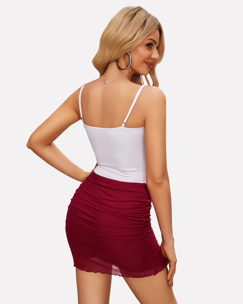 Ruched Bodycon Double Layer Club Skirt