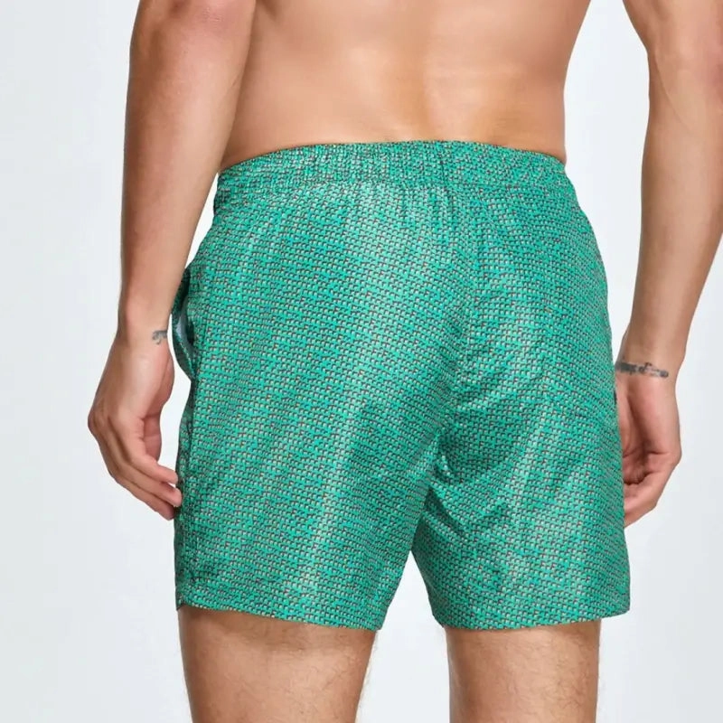 Seobean Men's Quick-Dry Beach Shorts with Elastic Waist & Tropical 231302