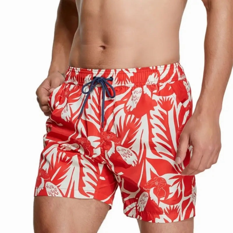 Seobean Men's Quick-Dry Beach Shorts with Elastic Waist & Tropical 231302