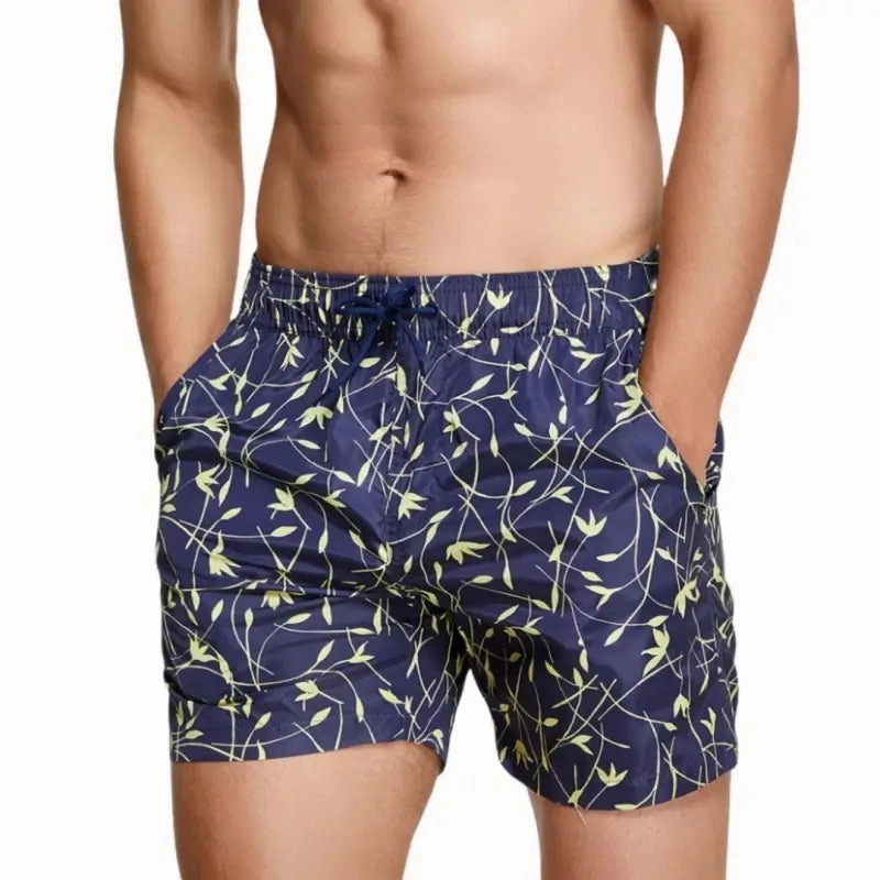 Seobean Men's Quick-Dry Beach Shorts with Elastic Waist & Tropical 231302