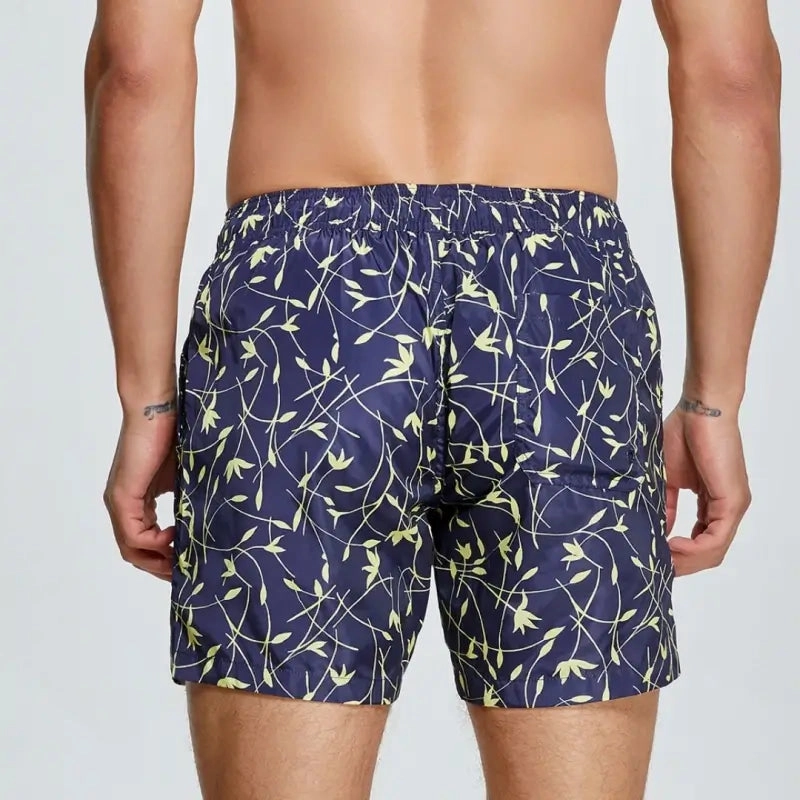 Seobean Men's Quick-Dry Beach Shorts with Elastic Waist & Tropical 231302