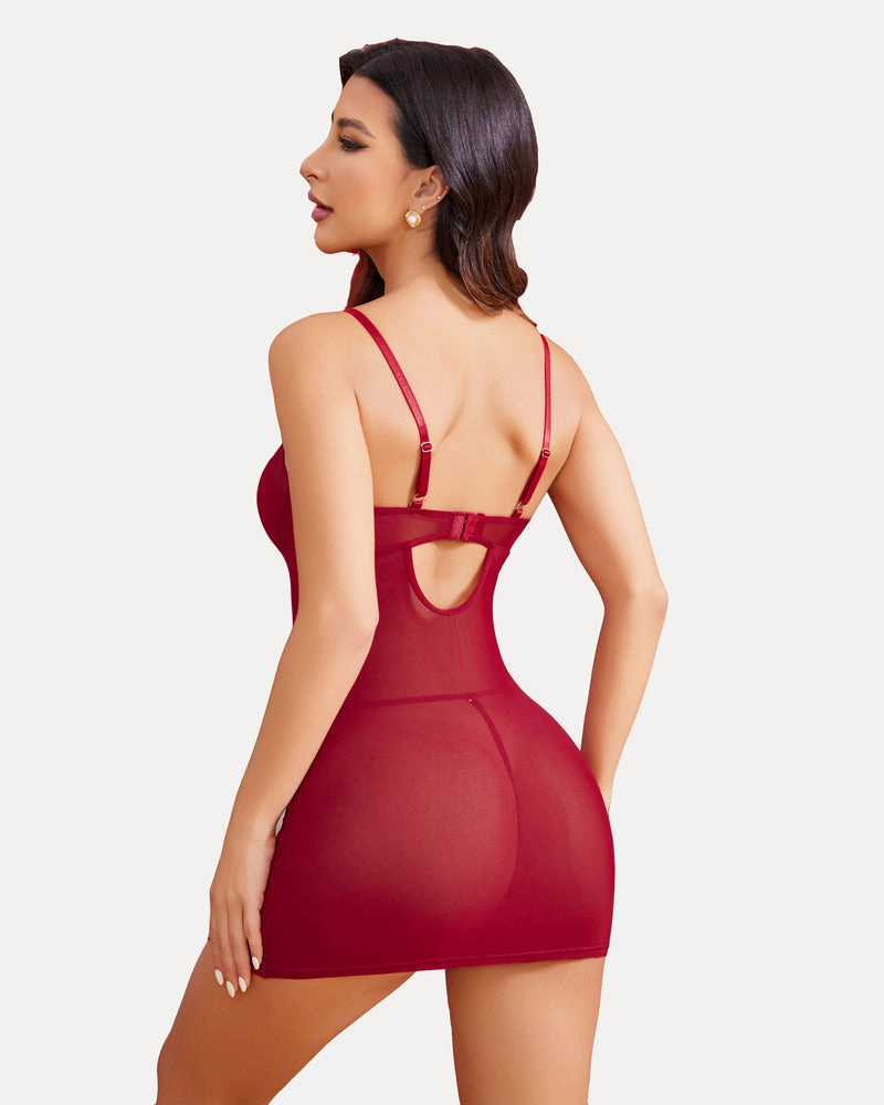 Sheer Lace Side Slit Nightgown
