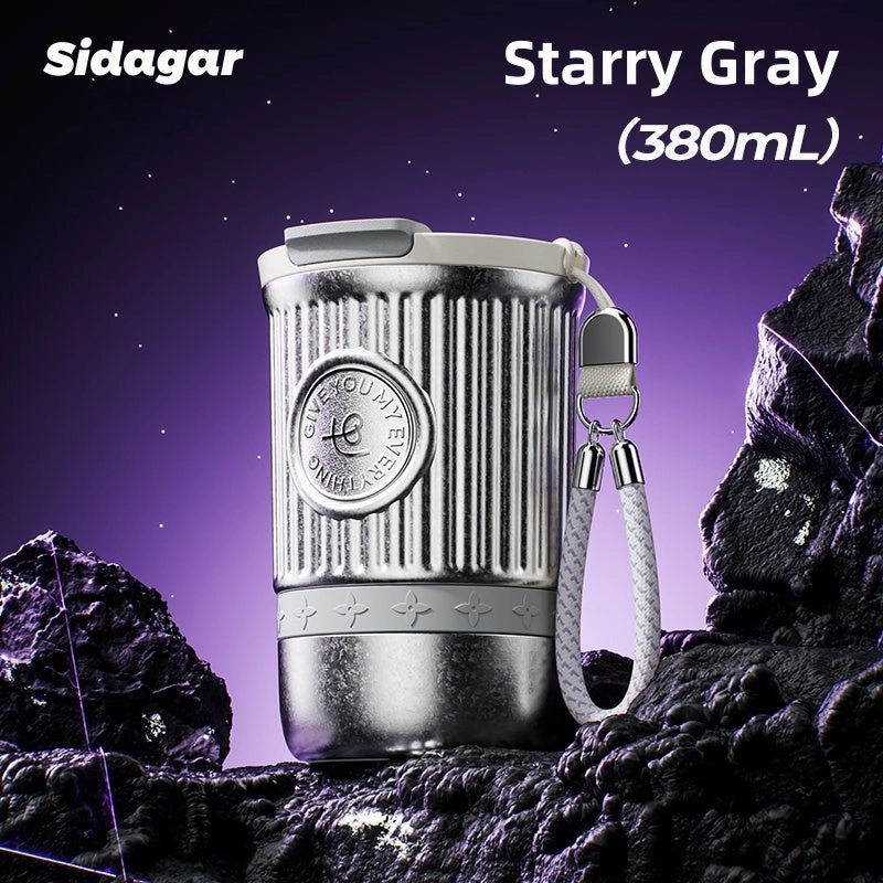 Sidagar Pure Titanium Coffee Cup – 380mL Lightweight, Leak-Proof, 3-in-1 Design with Insulated Travel Mug for Hot/Cold Beverages