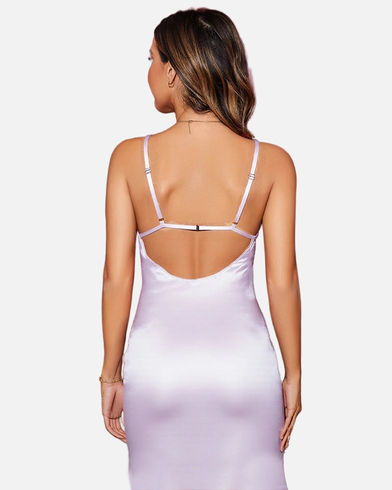 Silk & Lace V Neck Dress