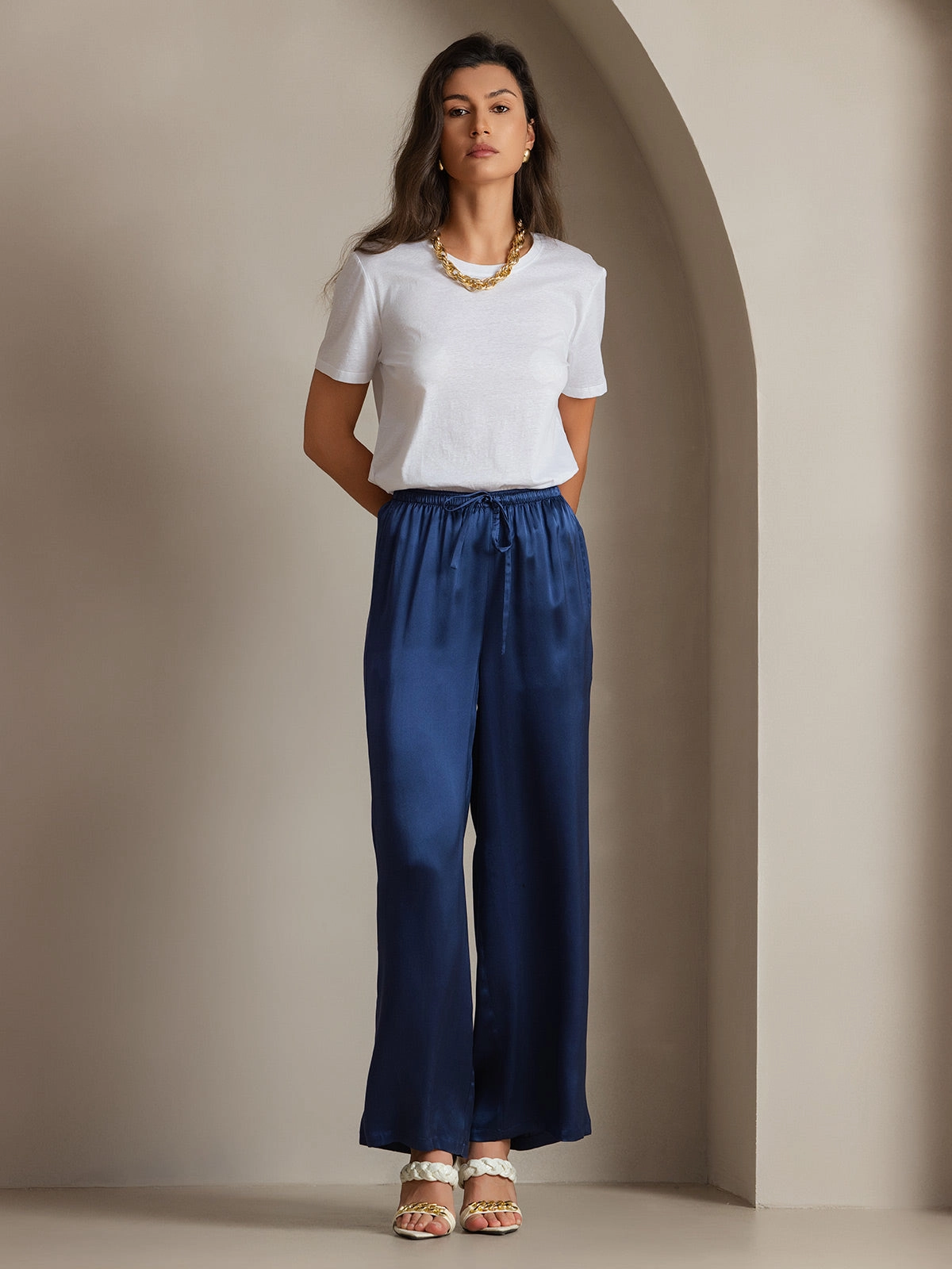 Silk Knitted Basic Round Neck T-Shirt
