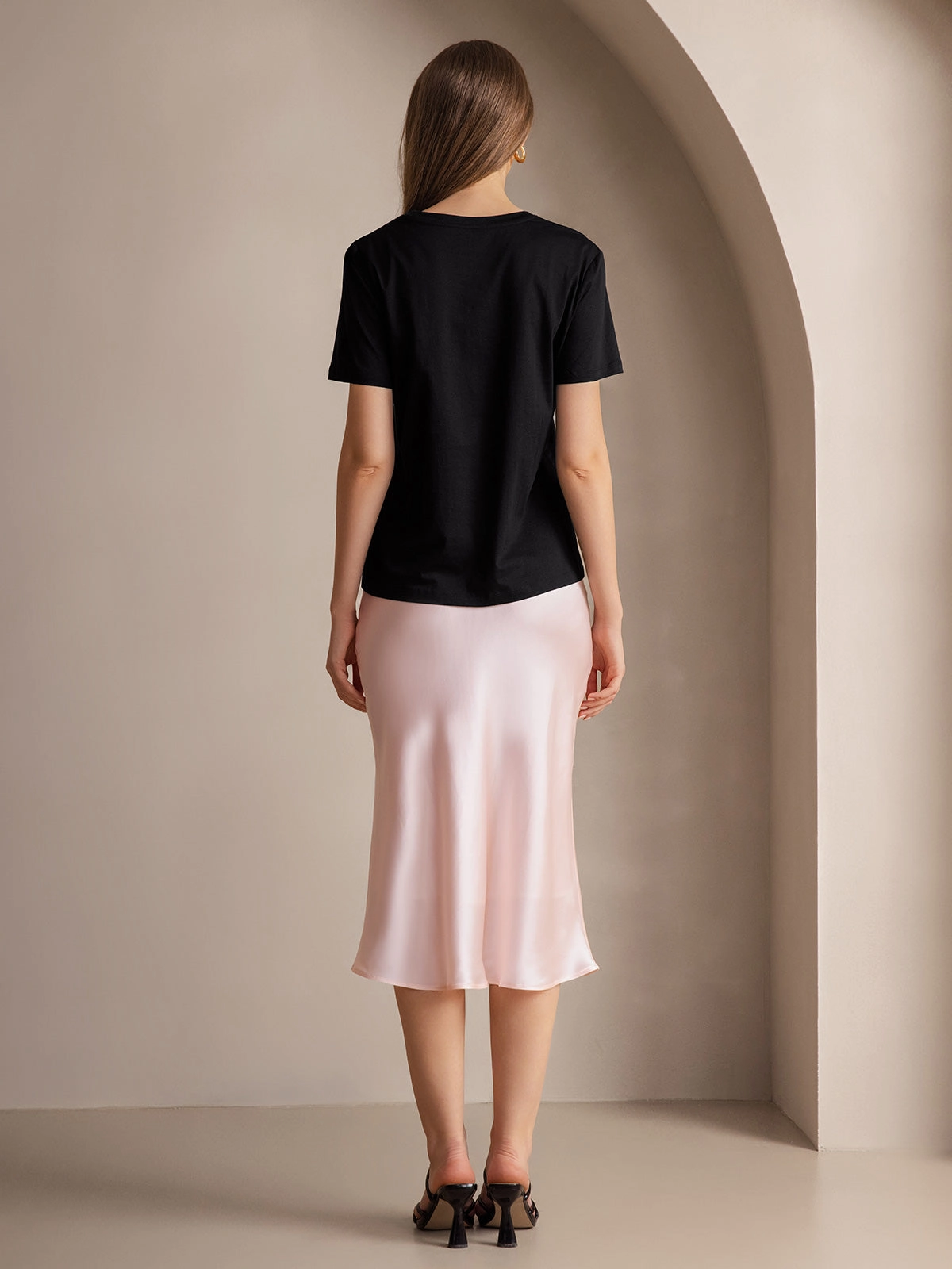 Silk Knitted Basic Round Neck T-Shirt