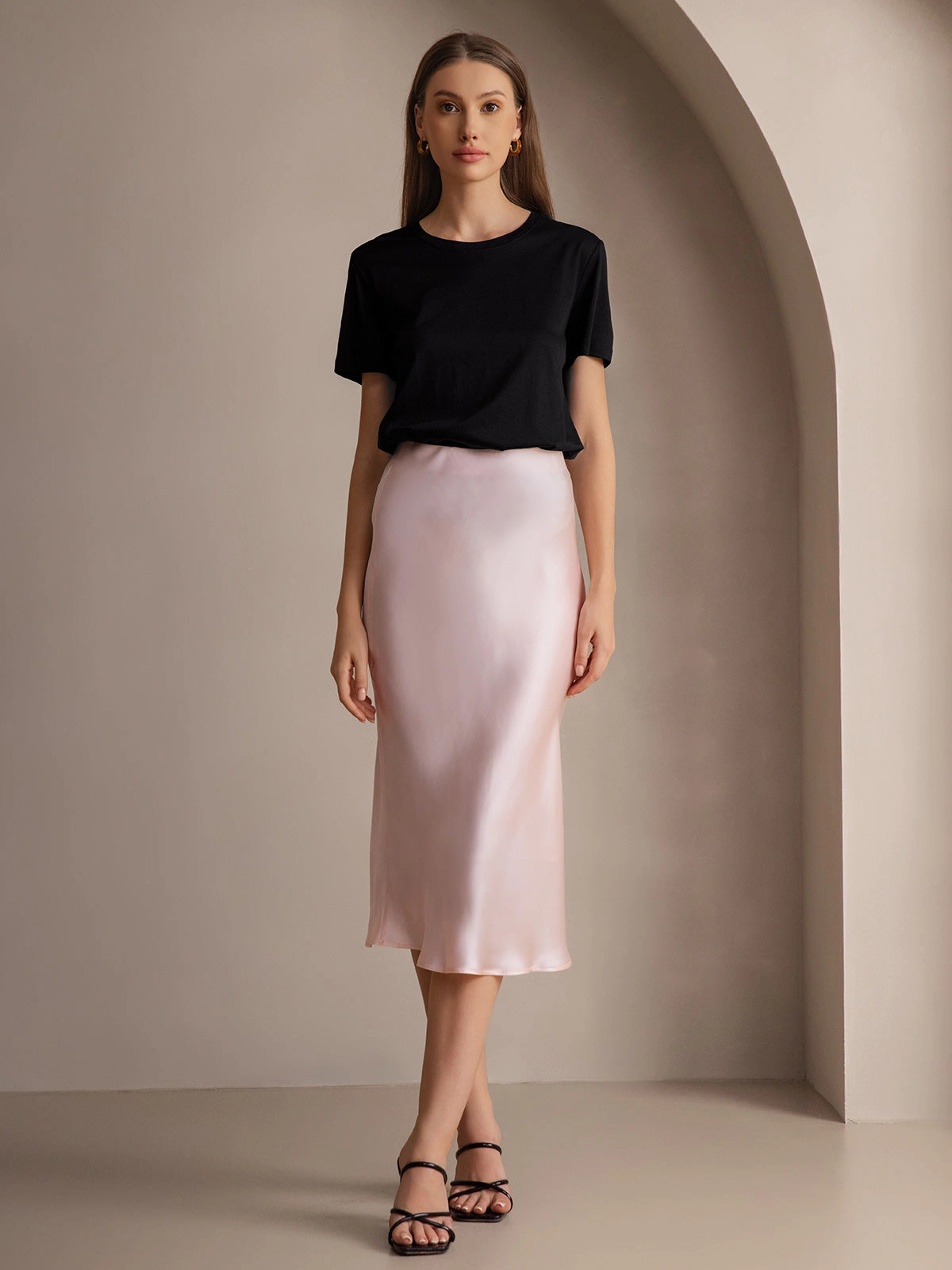 Silk Knitted Basic Round Neck T-Shirt