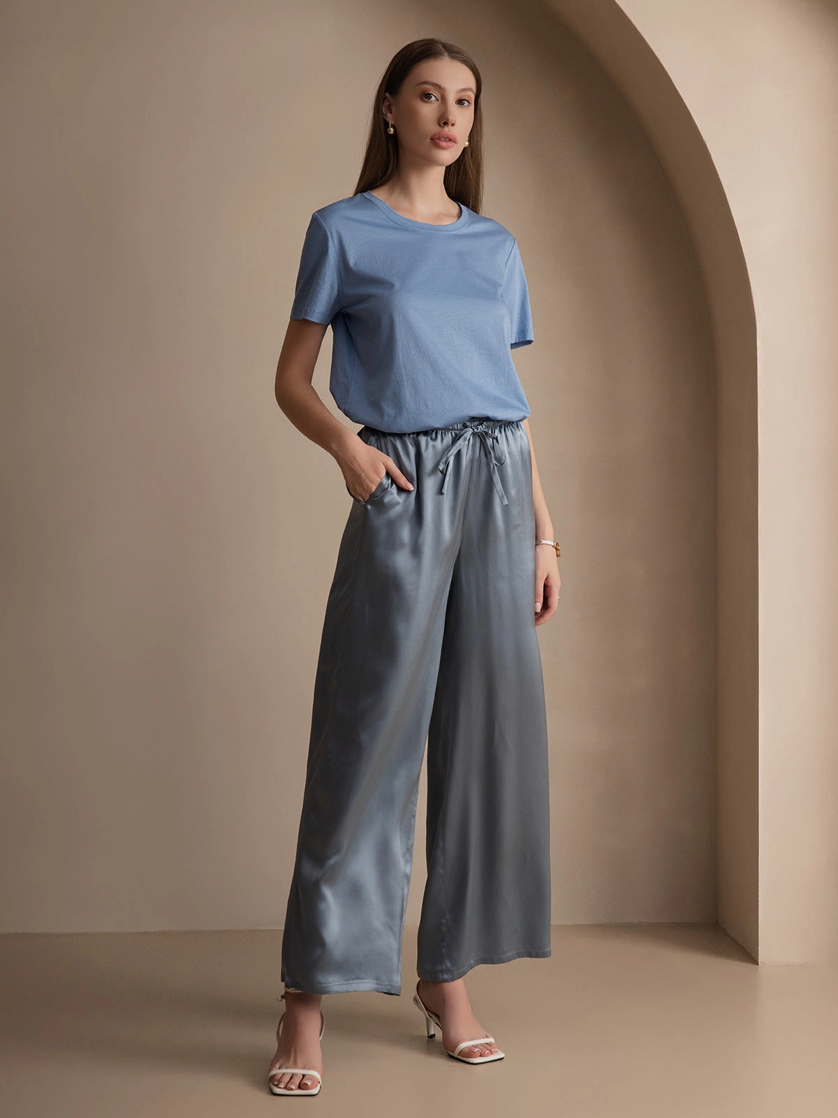 Silk Knitted Round Neck T-Shirt
