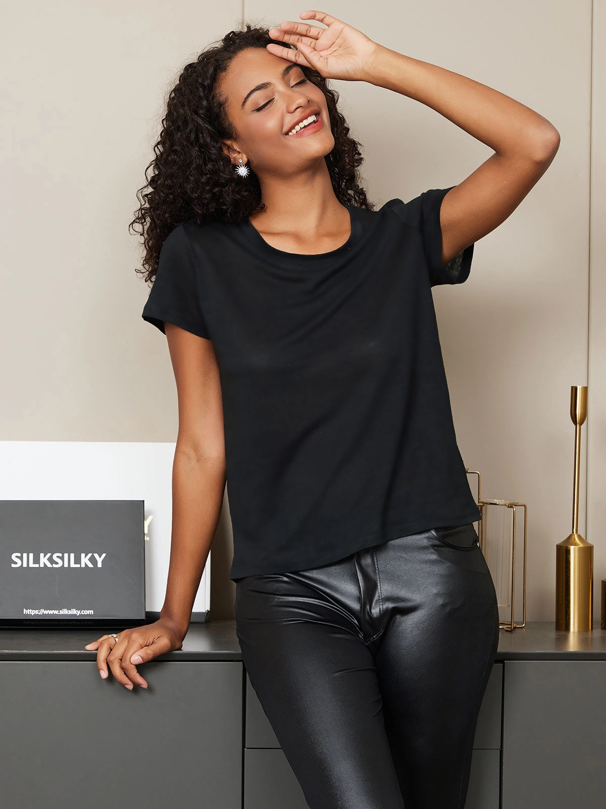 Silk Knitted Round Neck T-Shirt