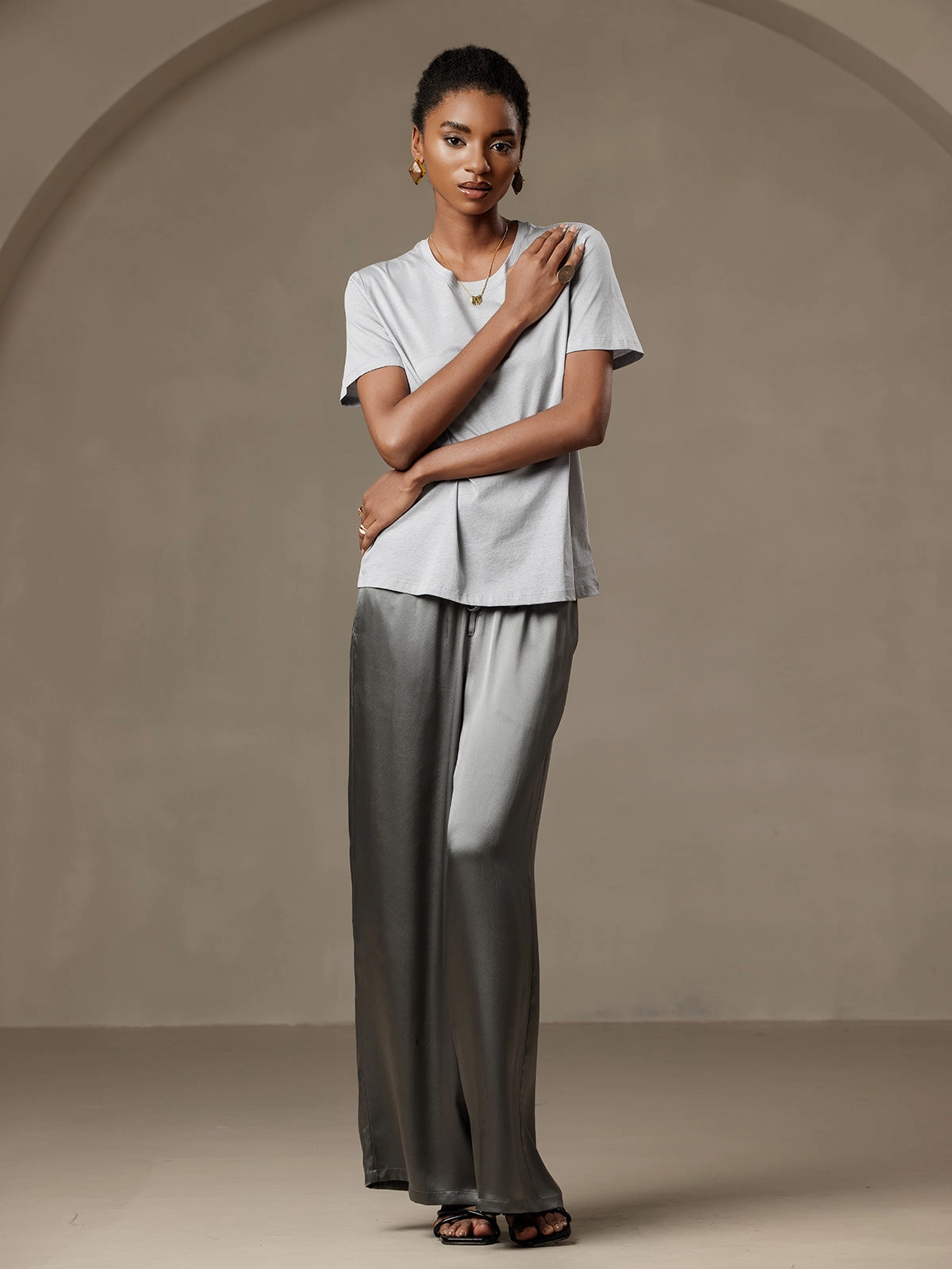 Silk Knitted Round Neck T-Shirt