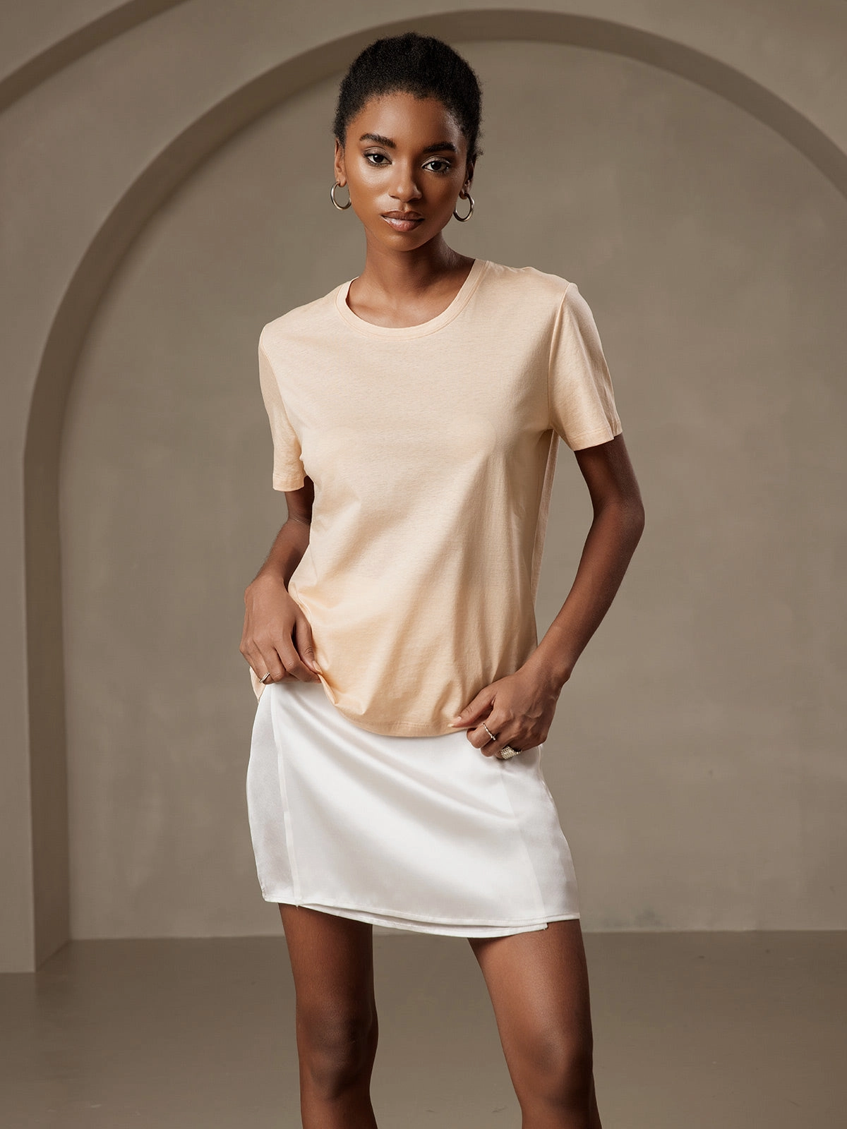 Silk Knitted Round Neck T-Shirt