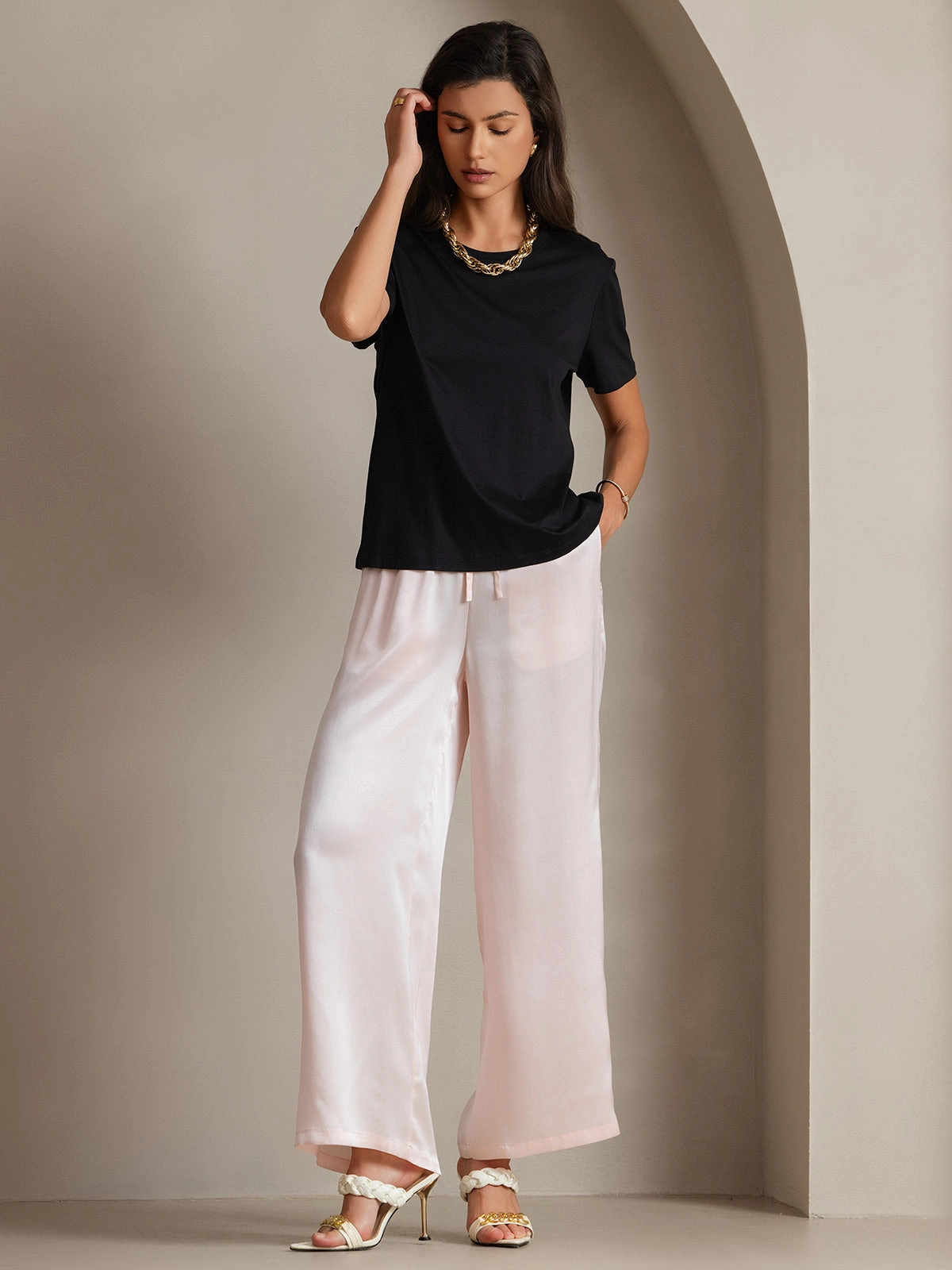 Silk Knitted Round Neck T-Shirt