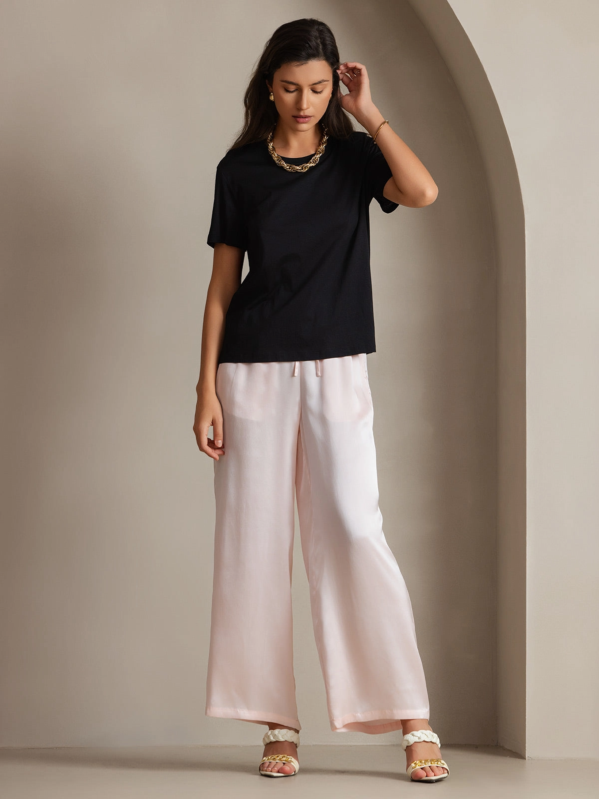 Silk Knitted Round Neck T-Shirt