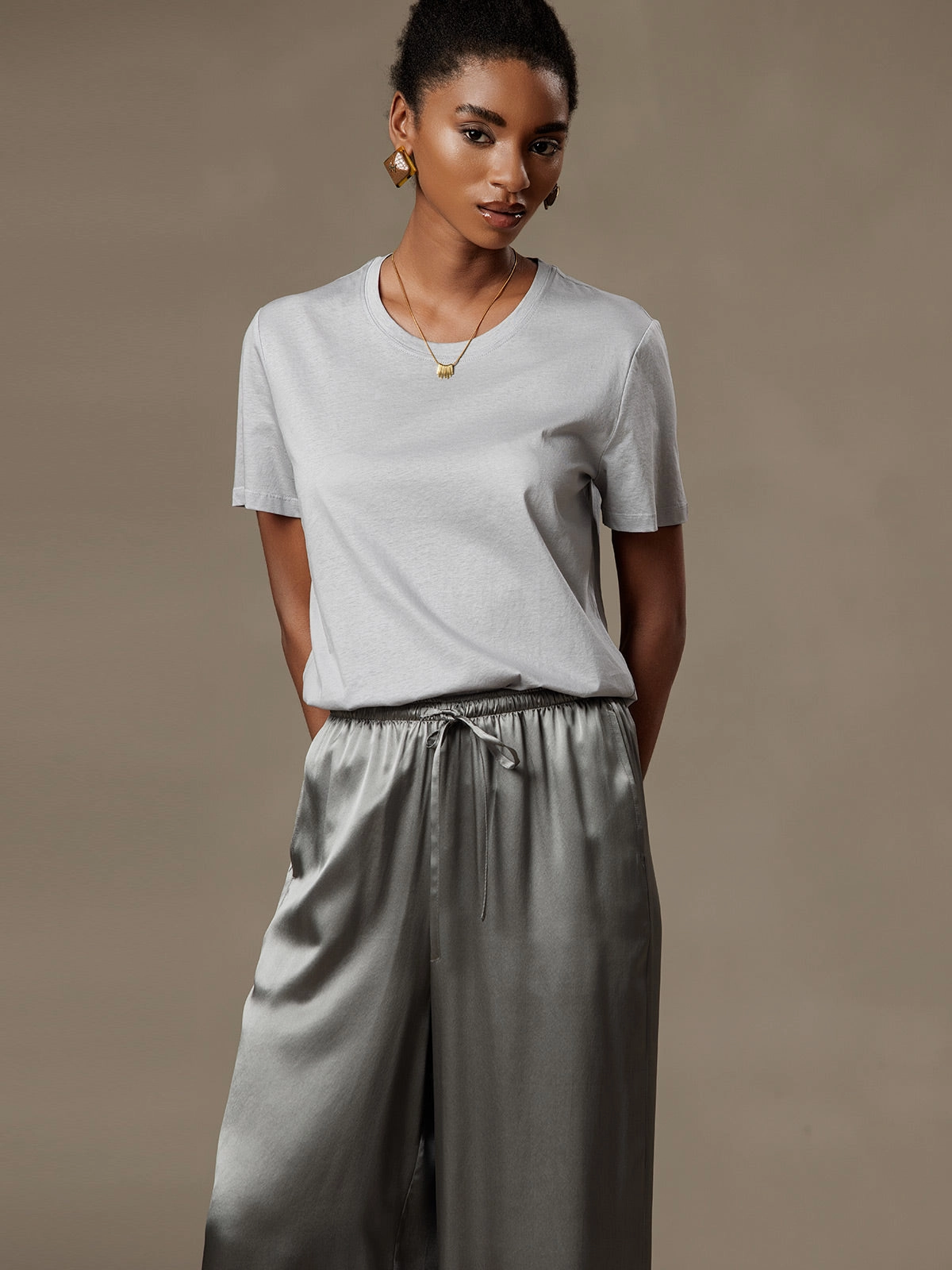 Silk Knitted Round Neck T-Shirt